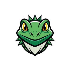 vector illustration of green Lizard head mascot isolated on white background