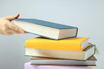 A stack of books on a light background