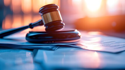 Gavel and Bankruptcy Documents on Table,Legal Proceedings for Debt Relief