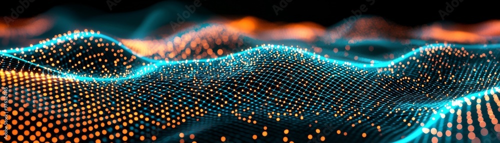 Poster futuristic technology mesh with particles an abstract background depicting a network of lines and pa