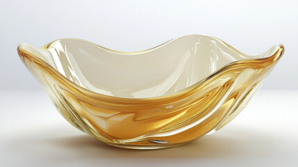 Elegant glass bowl with a smooth, flowing design and warm golden hues, perfect for decorative or functional use.