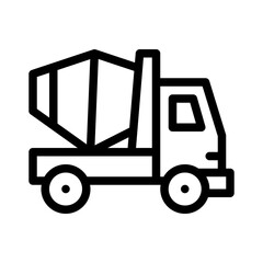 concrete mixer truck line icon