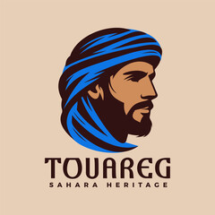 African Touareg Tribe Man with Blue Turban