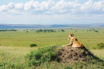 Lion overlooking its territory