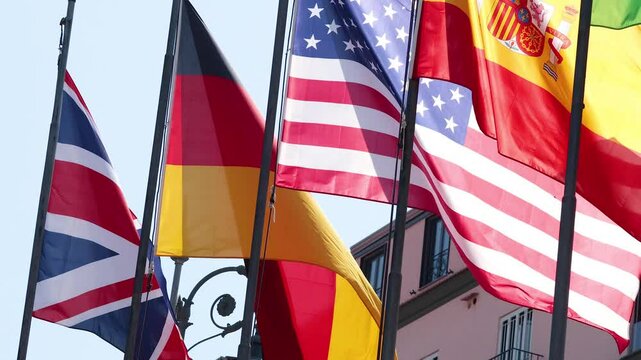 Flags of Multiple Nations in Sorrento