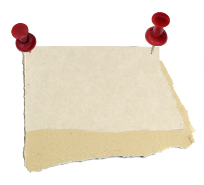 a sheet of paper torn to pieces with pin on transparent background png file