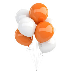 White  orange balloons isolated on transparent background