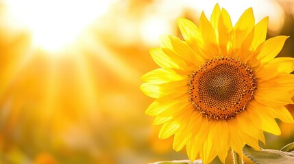 Sunflower Close up in Golden Sunlight