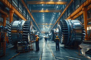 Fototapeta premium The huge machine parts in the workshop