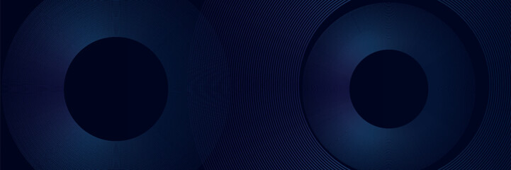 Abstract blue geometric lines glowing on dark blue background. Modern shiny blue circle lines pattern. Futuristic technology concept.