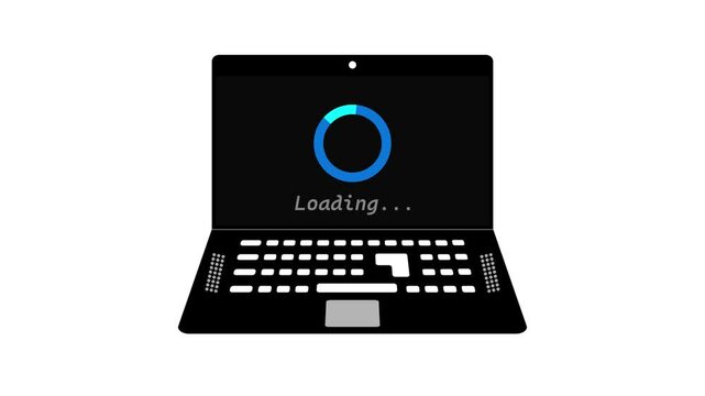 Loading bar, processing bar icon animation with a Laptop. 