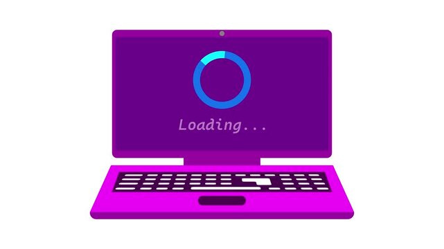 Loading bar, processing bar icon animation with a Laptop. 