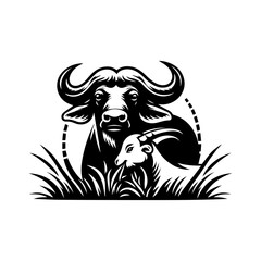 logo of cow and goat eating grass