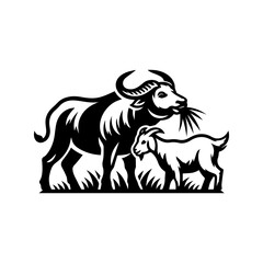 logo of cow and goat eating grass