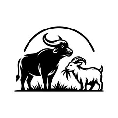 logo of cow and goat eating grass