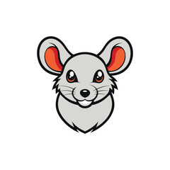 Cute little mouse head. Vector illustration isolated on white background.