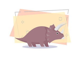 Small dinosaur with horns illustration. Creature, colored dino, animal. Nature concept. Vector illustration can be used for topics like history, school, children books
