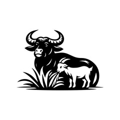 logo of cow and goat eating grass
