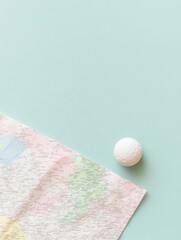 Minimalist Map with Moon as Destination, Travel Concept, Soft Pastel Colors
