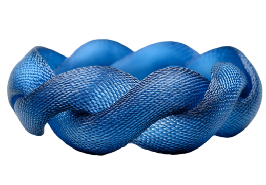 a blue rope with a white background.