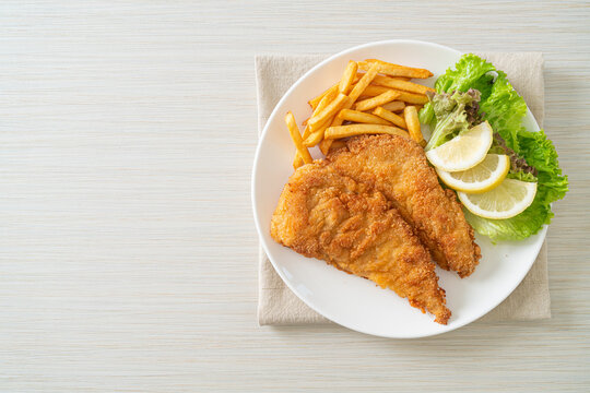 Homemade Breaded Weiner Schnitzel with Potato Chips
