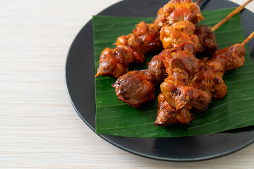 grilled chicken gizzard skewer in Asian style