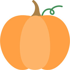 Small halloween thanksgiving decoration pumpkin with vine simple flat style illustration