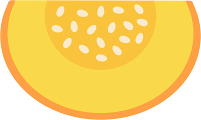 Cut piece of raw pumpkin, show pumpkin seeds simple flat style illustration