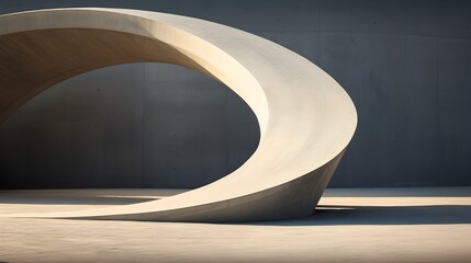 Sleek Concrete Sculpture Stands Tall in Serene Wasteland Landscape