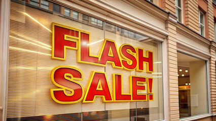 Bright neon "FLASH SALE" sign in a retail window showcasing a promotional event