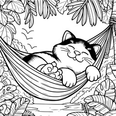 Lazy Cat Activity Illustration Coloring Book 
