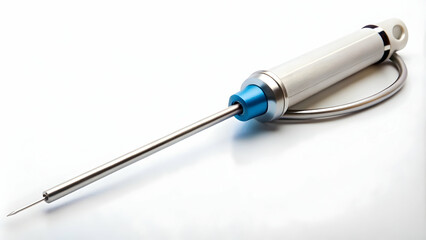 Medical Syringe with Long Needle for Precise Injection on a white background.