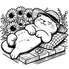Lazy Cat Activity Illustration Coloring Book 