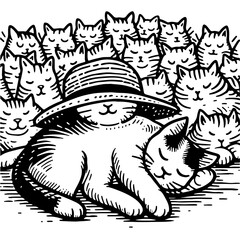 Lazy Cat Activity Illustration Coloring Book 