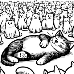 Lazy Cat Activity Illustration Coloring Book 