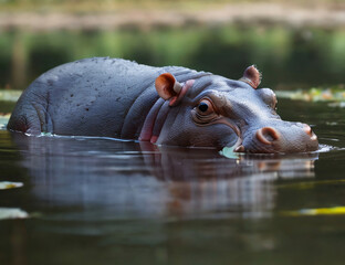 Fototapeta premium hippo relaxing in river