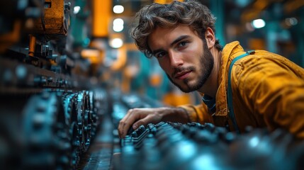 Precision Inspection of Metal Parts on Assembly Line with Nikon 85mm Lens in Industrial Setting