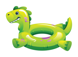 Fototapeta premium Dinosaur shaped inflatable pool float. Vector cartoon illustration