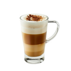 Fototapeta premium Layered Coffee Drink with Creamy Foam and Cocoa Sprinkles.