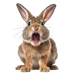 Angry Rabbit With Mouth Open, Displaying Emotion and Expression.