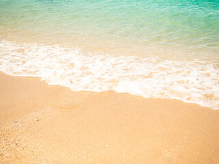 Summer background sea blue with sand beach at coast island scene mockup water nature travel vacation holidays tropical, mockup ocean ecosystem energy change environment, backdrop product cosmetic.