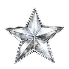 Shiny Silver Five-Pointed Star with Reflective Surface Design