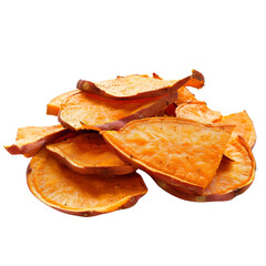 Dehydrated Sweet Potato Chips Piled on Each Other for Snack.