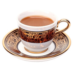 Elegant Coffee Cup with Saucer Featuring Intricate Design Patterns