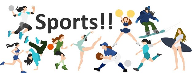 スポーツをする女性たちのイラスト