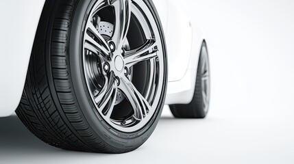 Closeup of a Car Tire and Wheel