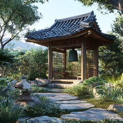 Japanese style house , garden ,Wind-bell