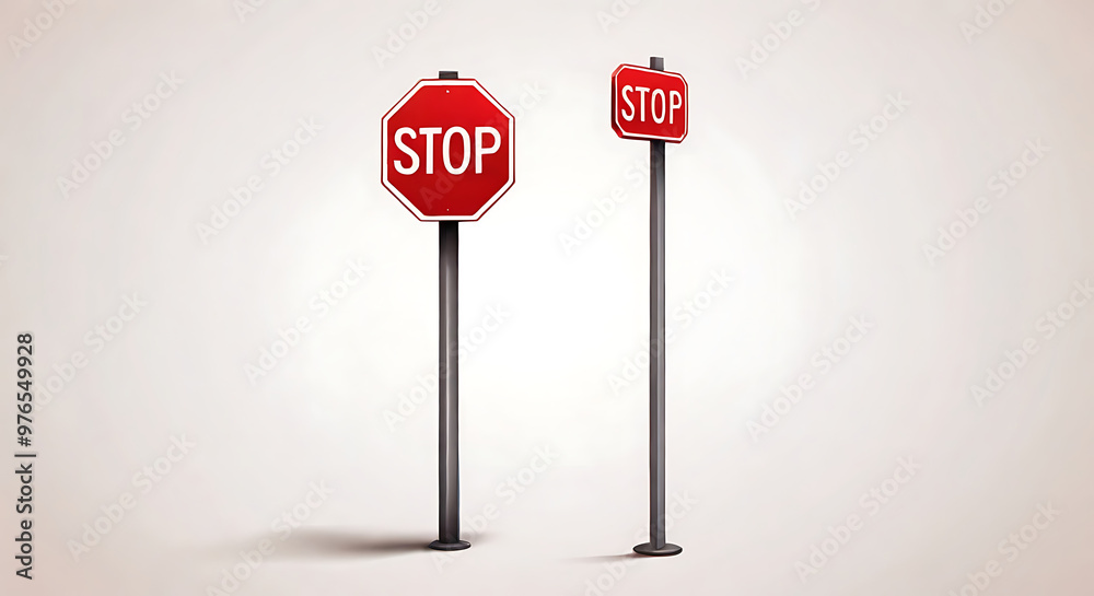 Wall mural A simple illustration of a red stop sign, isolated on a plain white background. Ideal for road safety concepts, signage design, or educational materials