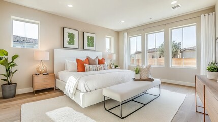 Modern Bedroom Interior Design with Large Windows