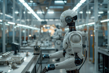 The robotic arm production line in modern factories
